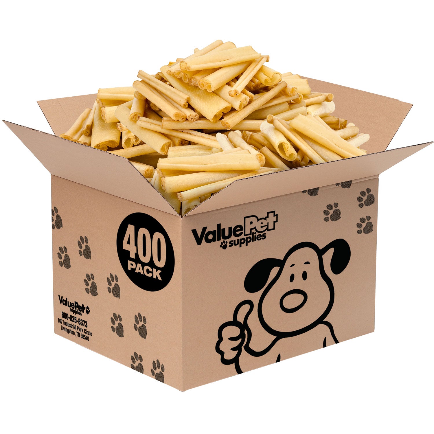 ValueBull USA Pig Skin Retriever Rolls, 4 Inch, Smoked, 400 Count Wholesale Pack - 400