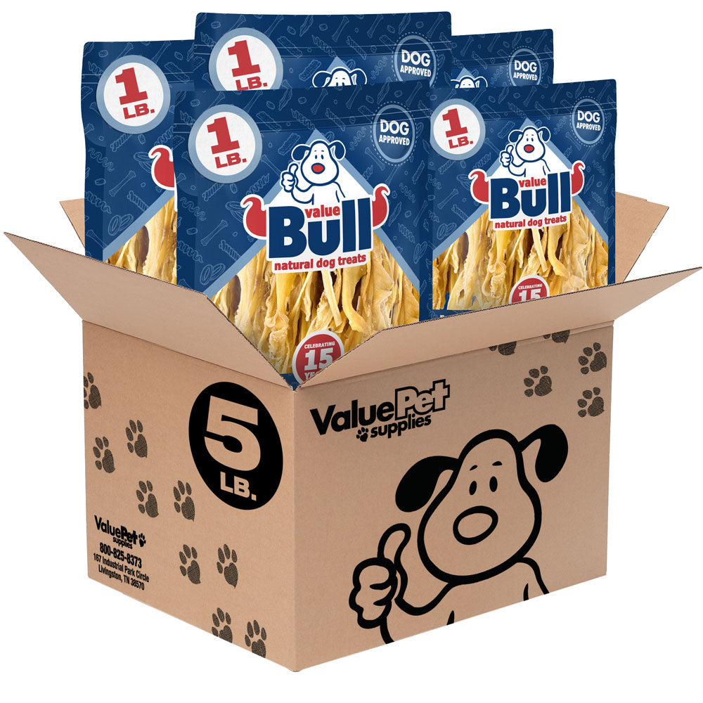 ValueBull Cheek Slices, Premium Lamb Dog Chews, Varied Shapes, 5 Pounds - Varied - 5 Pound