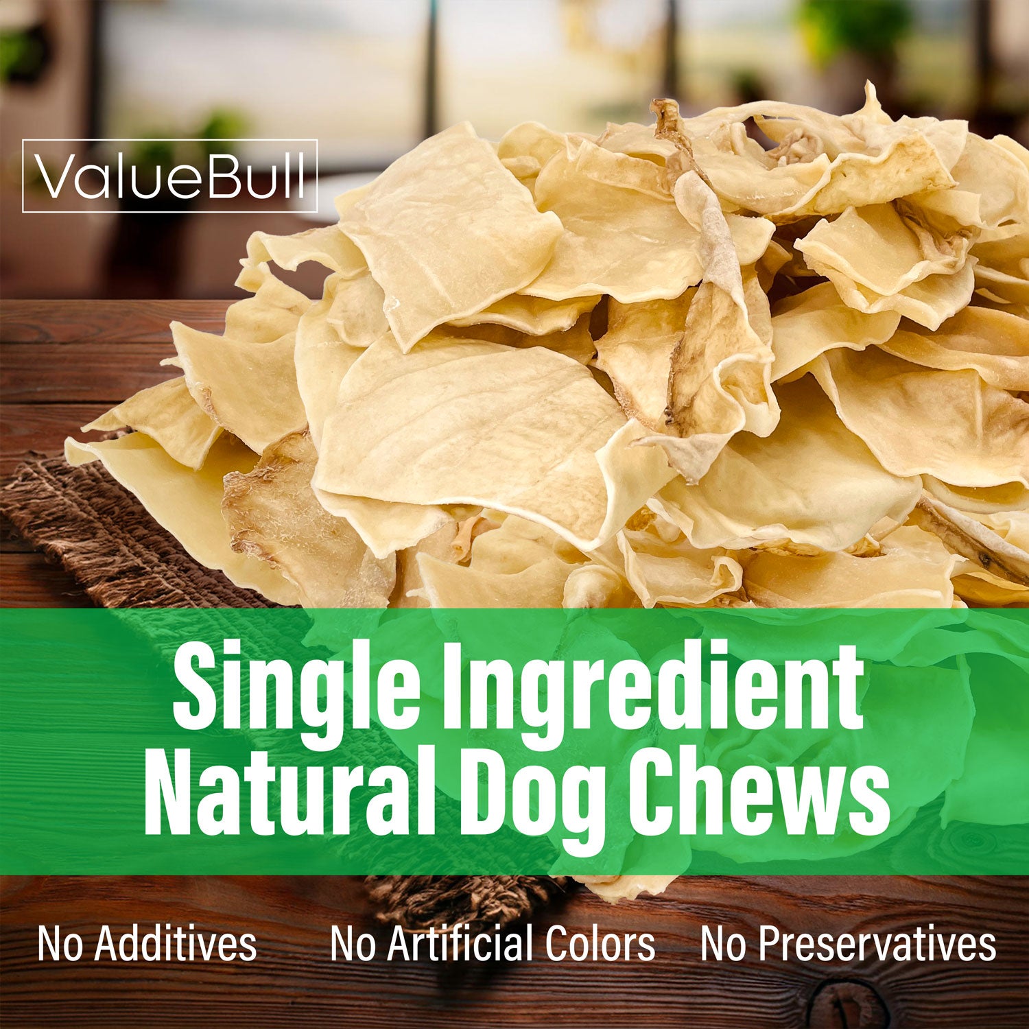 ValueBull USA Collagen Chips Dog Chews, Natural Long-Lasting Dog Treats, 25 Count - Natural - 25 Chips