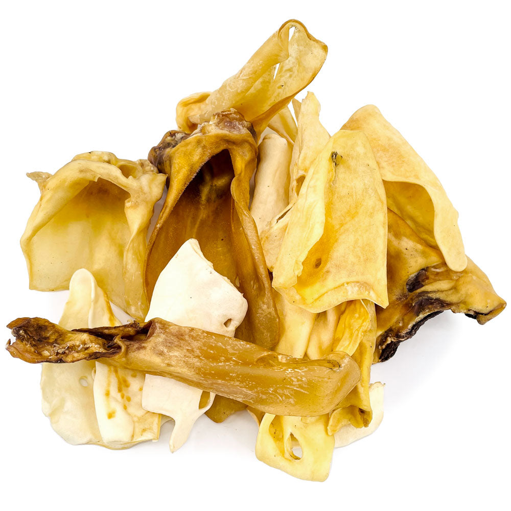 ValueBull Natural Brown Cow Ears, Crunchy Style, Varied Size, Shape & Color, 200 Count Bulk Pack - Varied - 200 Ears