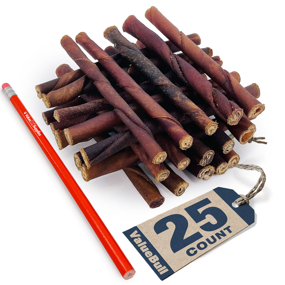 ValueBull USA Collagen Twists Dog Chews, 5 Inch, Natural Long-Lasting Dog Treats, 25 Count - Twists - 25 Sticks
