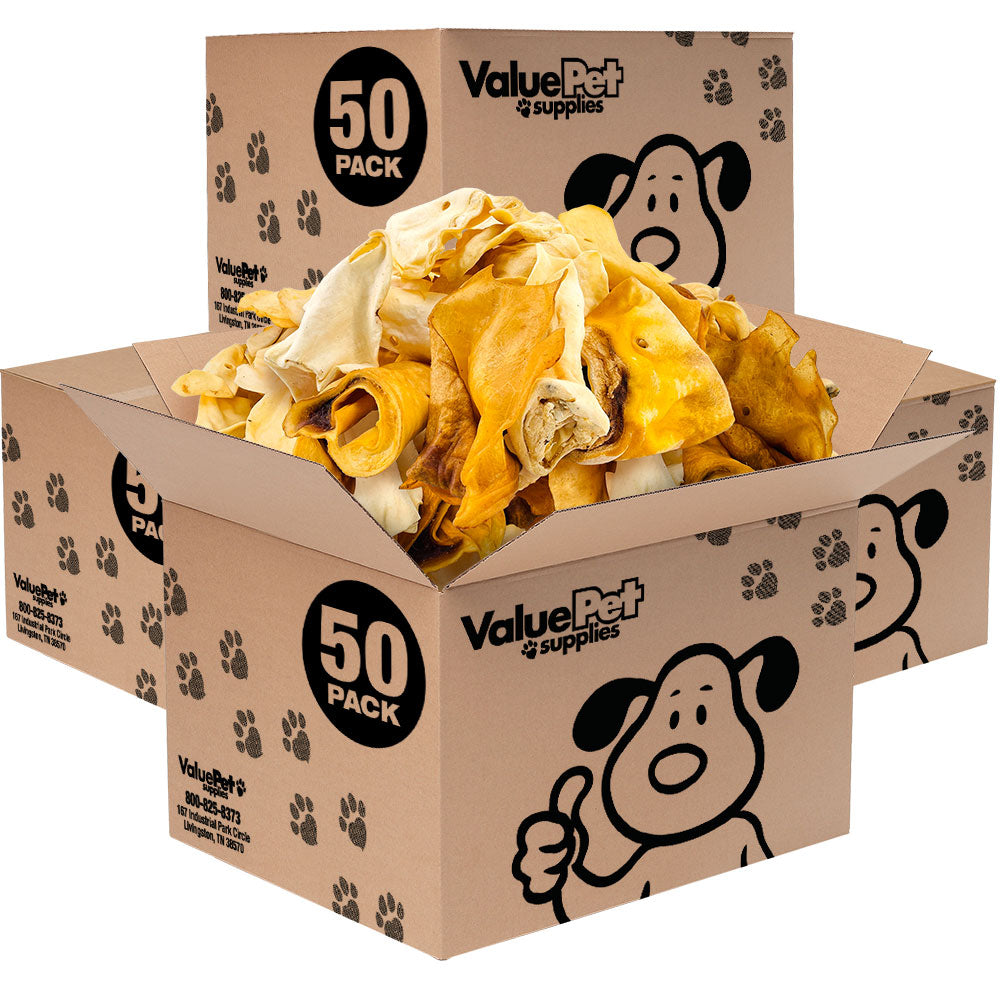ValueBull Cow Ears for Dogs, Varied Shapes, Small, 200 Count Bulk Pack