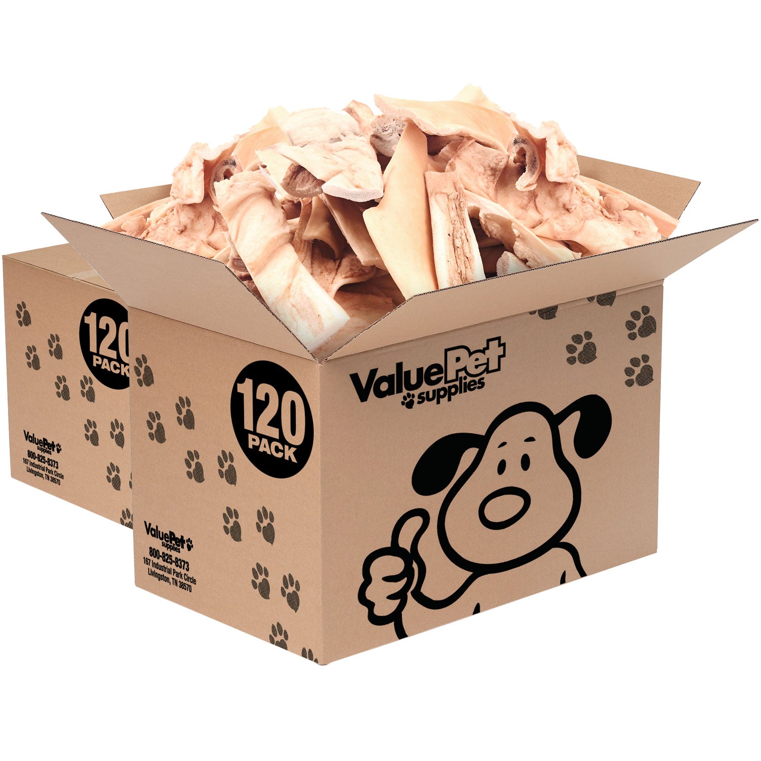 ValueBull Beef Cheek Slices, Long Lasting Dog Chews, Thick 4-6 Inch, 240 Count Bulk Pack - Cheek - 240 Slices