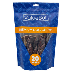 ValueBull Beef Jerky Gullet Braids, Premium Dog Chews, Thick 6 Inch, 10 Count - 10