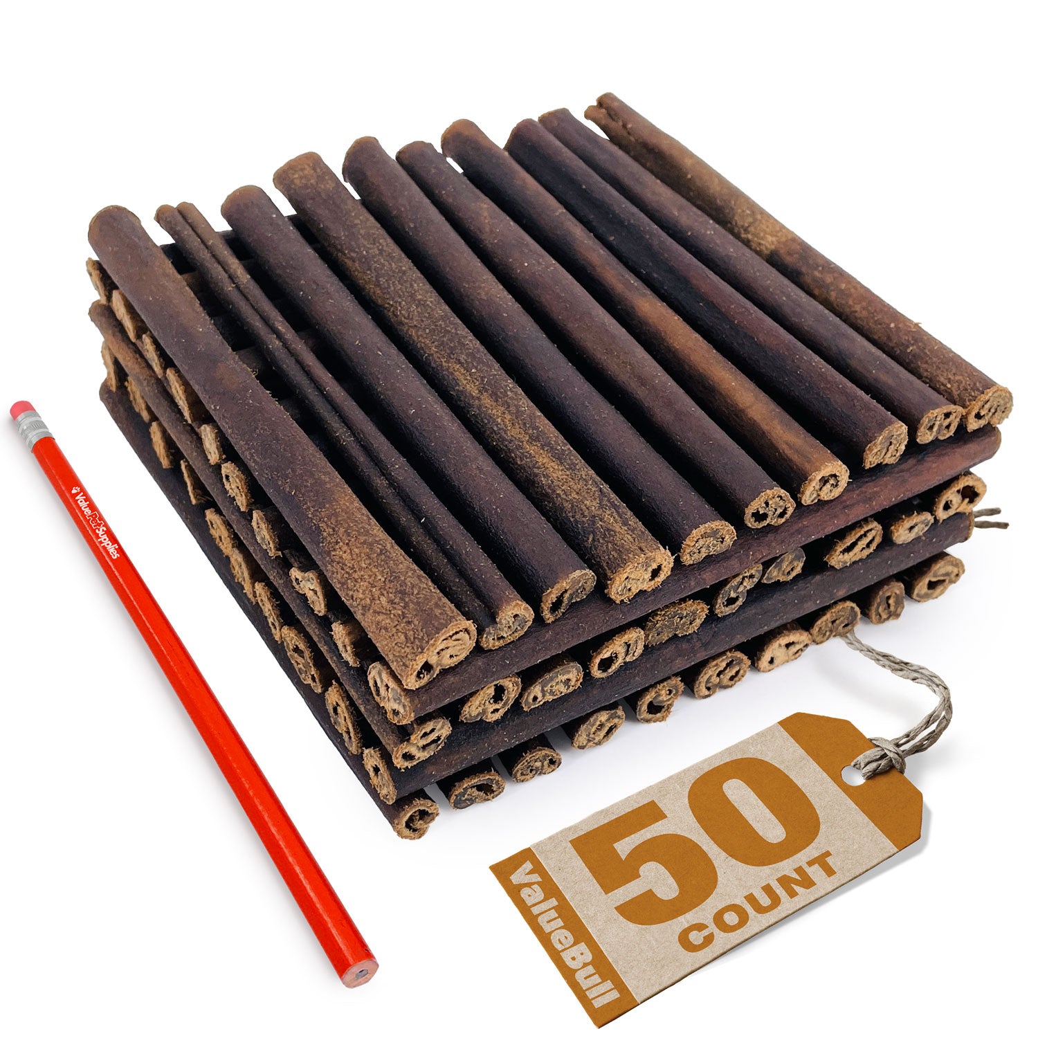 ValueBull Collagen Sticks for Small Dogs, 6 Inch Thin Chews, Natural Dog Treats, 50 Count - Thin - 50 Sticks