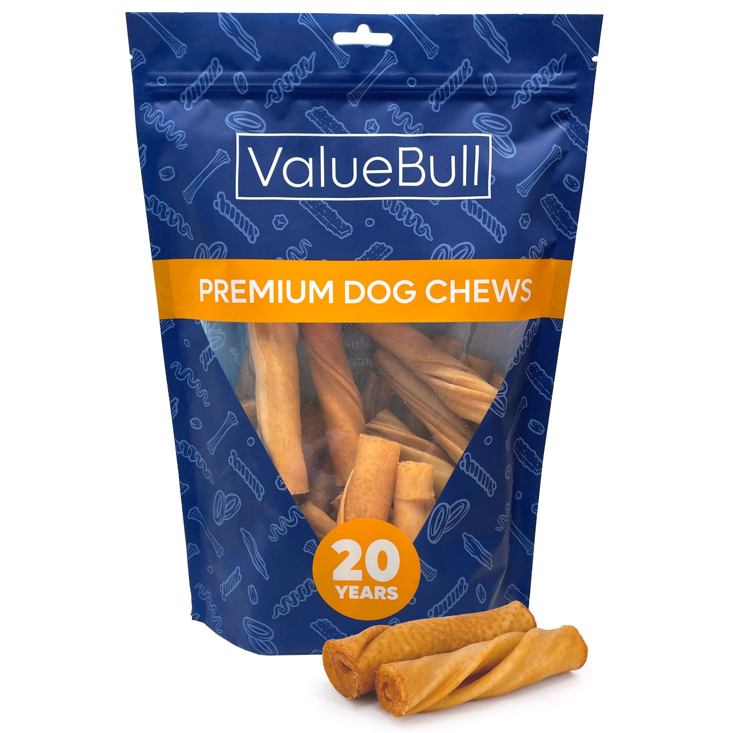 ValueBull USA Pig Skin Twist Rolls, 4-5 Inch, Smoked, 25 Count - 25 Count