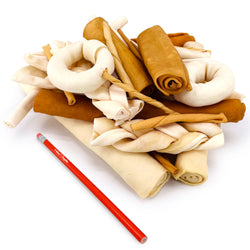 ValueBull USA Rawhide, Varied Mix of Fun Shapes for Dogs, 2 Pound - Varied - 2 Pound