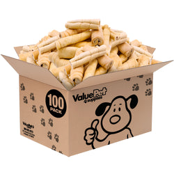 ValueBull Beef Cheek Rolls, Long Lasting Dog Chews, Jumbo 5-6 Inch, 100 Count Wholesale Pack - Cheek - 100 Rolls