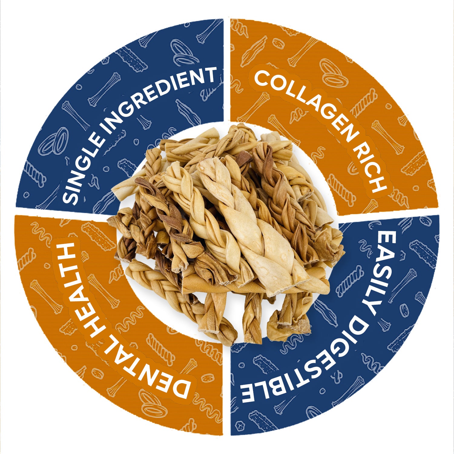 ValueBull Lamb Collagen Braids for Dogs, Varied Sizes & Shapes, 50 Count - Lamb - 50 Braids