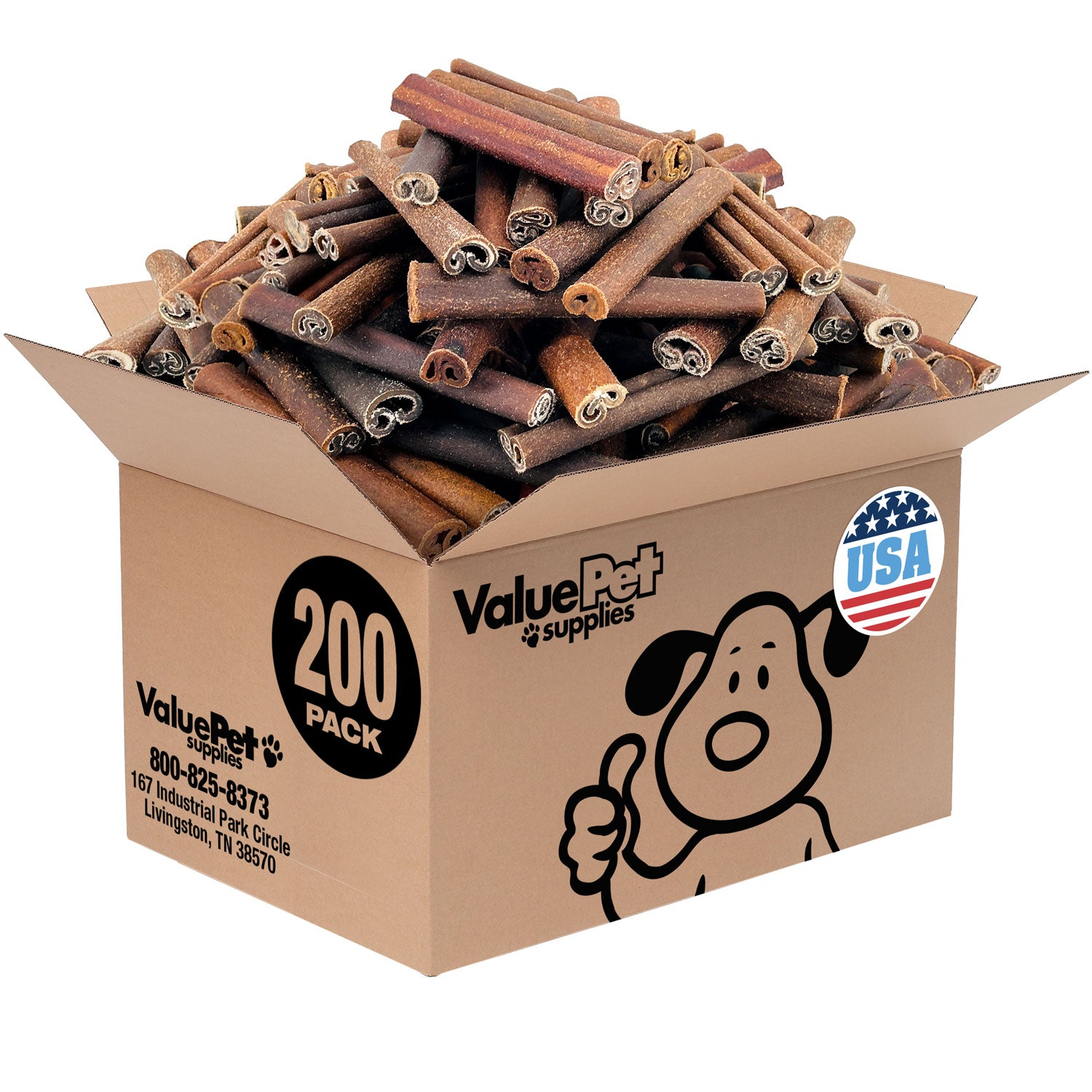 ValueBull USA Collagen Sticks for Dogs, 6 Inch Jumbo Chews, Natural Long-Lasting Dog Treats, 200 Count Bulk Pack - Jumbo - 200 Sticks