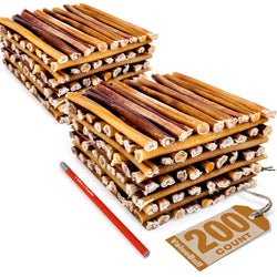 ValueBull USA Bully Sticks for Small Dogs, Thin 6 Inch, 200 Count Bulk Pack