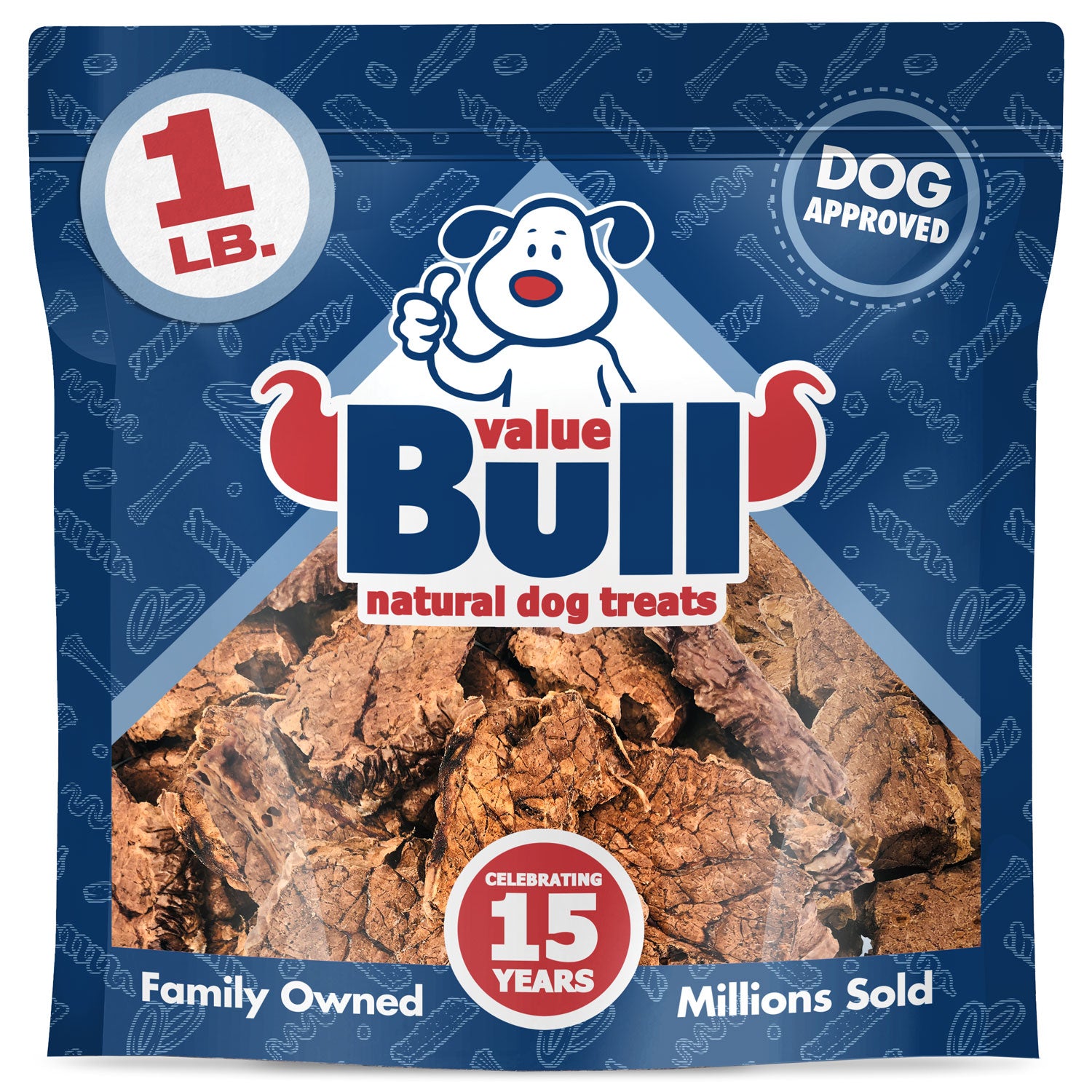 ValueBull USA Beef Lung Dog Chews, Sliced, 1 Pound - 1 Pound