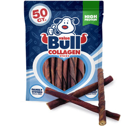 ValueBull USA Collagen Twists Dog Chews, 5 Inch, Natural Long-Lasting Dog Treats, 50 Count - Twists - 50 Sticks