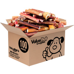 ValueBull Bully Sticks for Dogs, Medium 4-6 Inch, Varied Shapes, 100 Count Bulk Pack - Medium - 100 Pieces