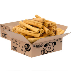 ValueBull USA Retriever Rolls, Premium Thick Cut Rawhide, Medium 5-6 Inch, Smoked, 100 Count Bulk Pack