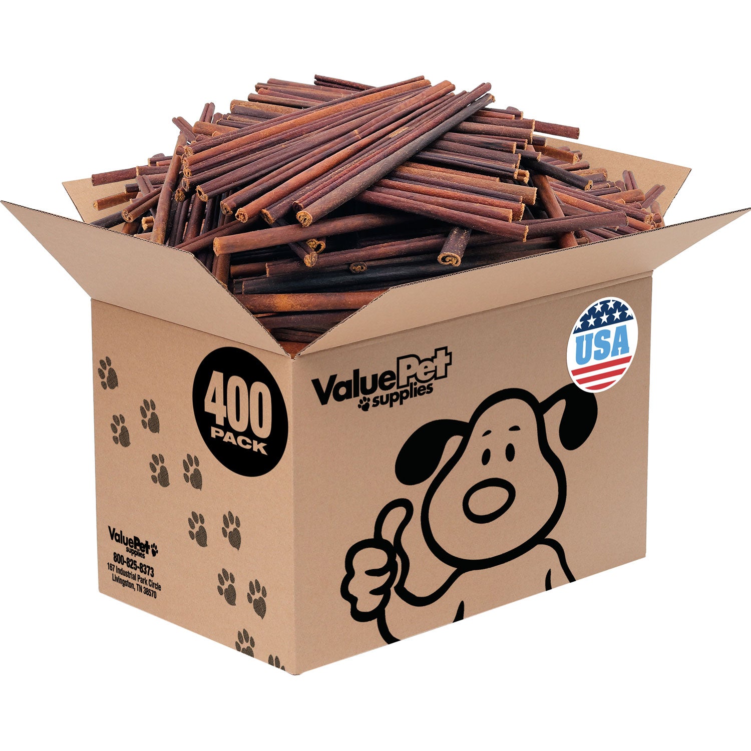 ValueBull USA Collagen Sticks for Small Dogs, 12 Inch Thin Chews, Natural Dog Treats, 400 Count Wholesale Pack