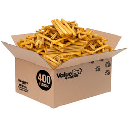 ValueBull USA Collagen Sticks for Small Dogs, 6 Inch Thin Chews, Natural Lightly Smoked Dog Treats, 400 Count Wholesale Pack