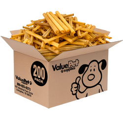 ValueBull USA Collagen Sticks for Small Dogs, 6 Inch Thin Chews, Natural Lightly Smoked Dog Treats, 200 Count Bulk Pack