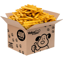 ValueBull USA Collagen Sticks for Dogs, Lightly Smoked, 6 Inch Medium Chews, 400 Count Wholesale Pack