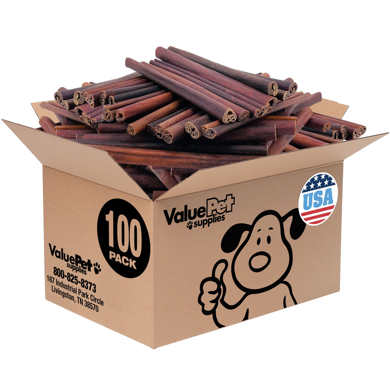 ValueBull USA Collagen Sticks for Dogs, 12 Inch Jumbo Chews, Natural Long-Lasting Dog Treats, 100 Count Bulk Pack