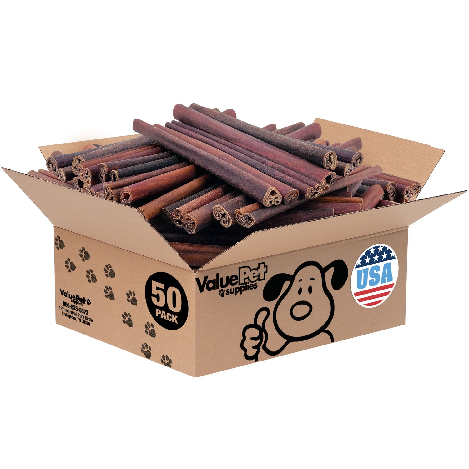 ValueBull USA Collagen Sticks for Dogs, 12 Inch Jumbo Chews, Natural Long-Lasting Dog Treats, 50 Count Bulk Pack