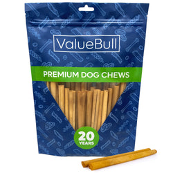 ValueBull USA Collagen Sticks for Small Dogs, 6 Inch Thin Chews, Natural Lightly Smoked Dog Treats, 25 Count