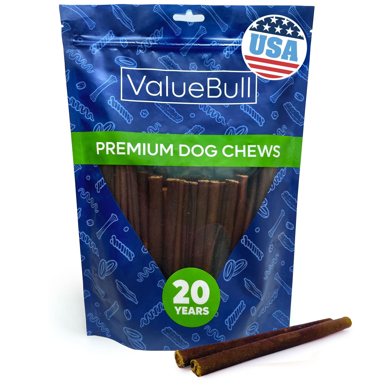 ValueBull USA Collagen Sticks for Small Dogs, 6 Inch Thin Chews, Natural Dog Treats, 50 Count