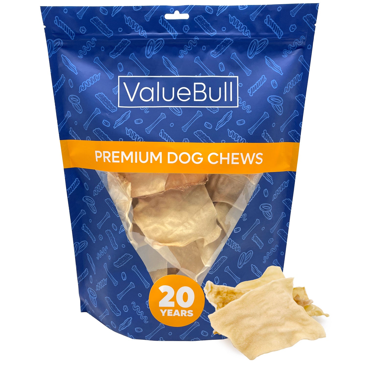 ValueBull USA Collagen Chips Dog Chews, Natural Long-Lasting Dog Treats, 50 Count