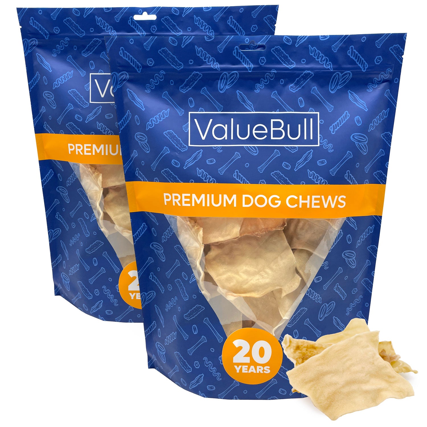 ValueBull USA Collagen Chips Dog Chews, Natural Long-Lasting Dog Treats, 100 Count