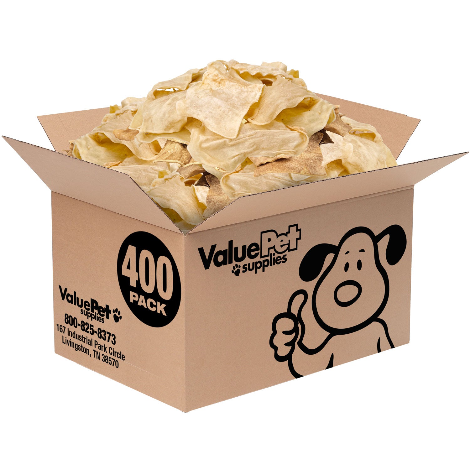 ValueBull USA Collagen Chips Dog Chews, Natural Long-Lasting Dog Treats, 400 Count Wholesale Pack