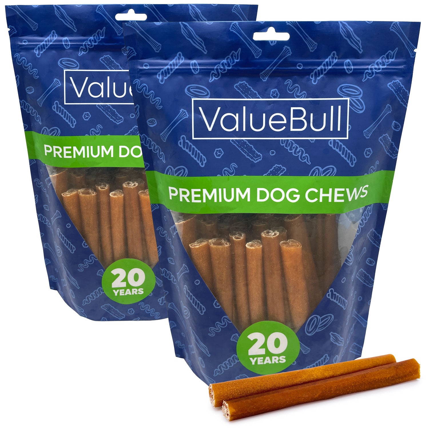 ValueBull Buffalo Collagen Sticks for Dogs, 6 Inch Medium Chews, Natural Long-Lasting Dog Treats, 50 Count