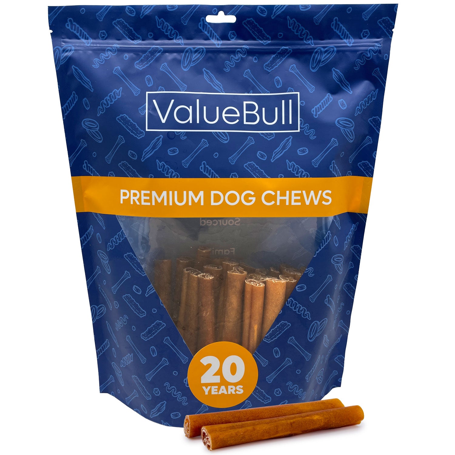 ValueBull Buffalo Collagen Sticks for Dogs, 6 Inch Thick Chews, Natural Long-Lasting Dog Treats, 25 Count