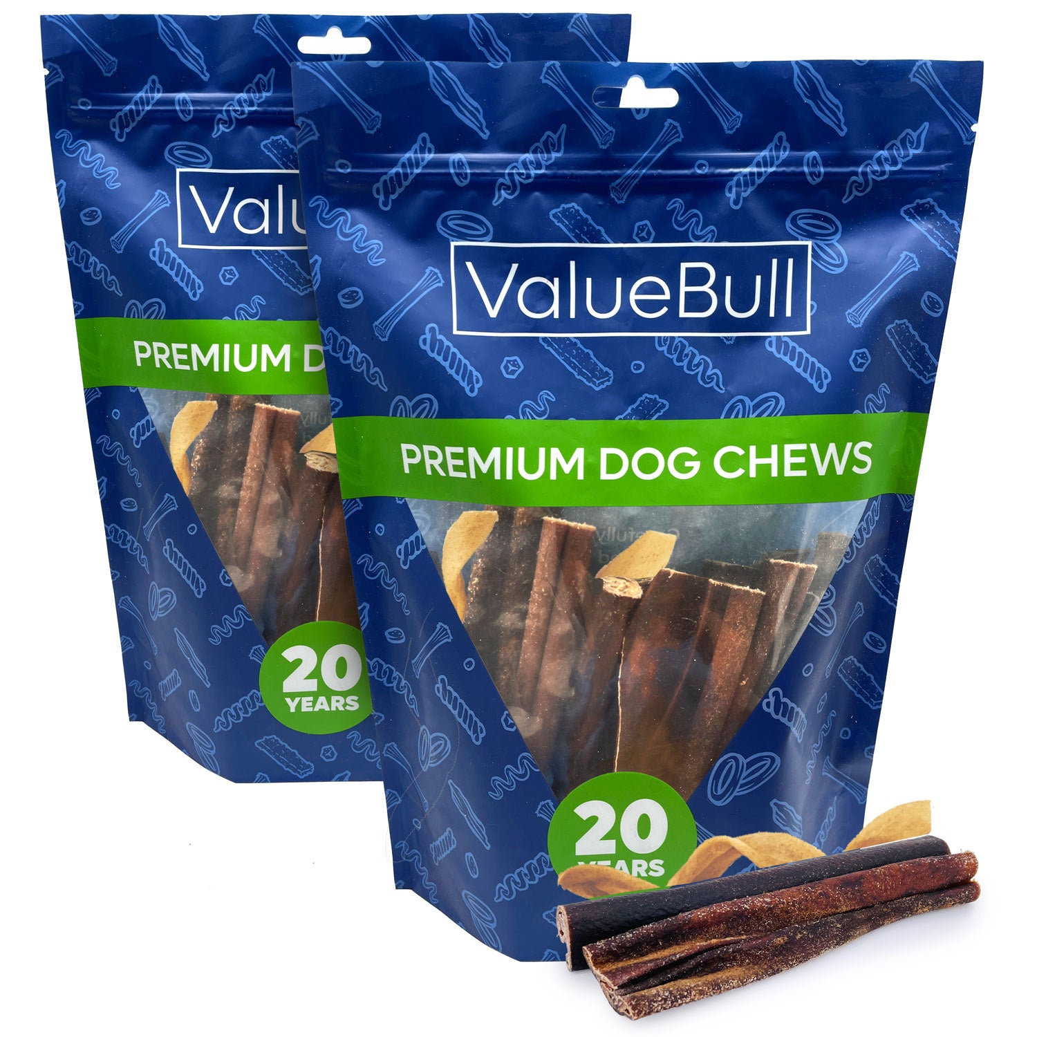 ValueBull Collagen Sticks for Dogs, Varied Shape & Size Chews, Natural Long-Lasting Dog Treats, 2 Pound