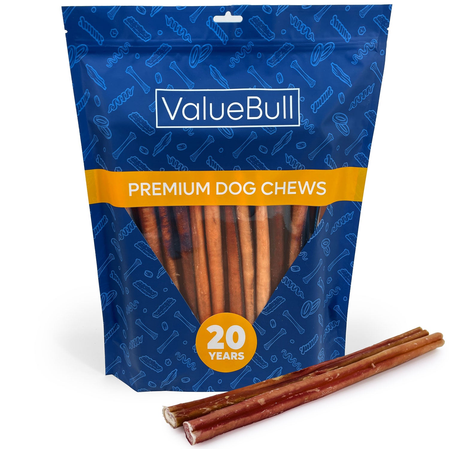 ValueBull Bully Sticks for Large Dogs, Thick 12 Inch, 25 Count - Thick - 25 Sticks