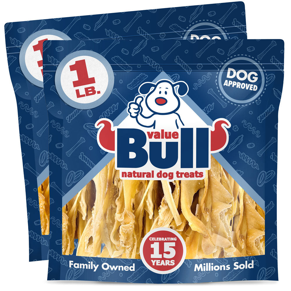 ValueBull Cheek Slices, Premium Lamb Dog Chews, Varied Shapes, 5-6 Inch, 2 Pounds - Varied - 2 Pound
