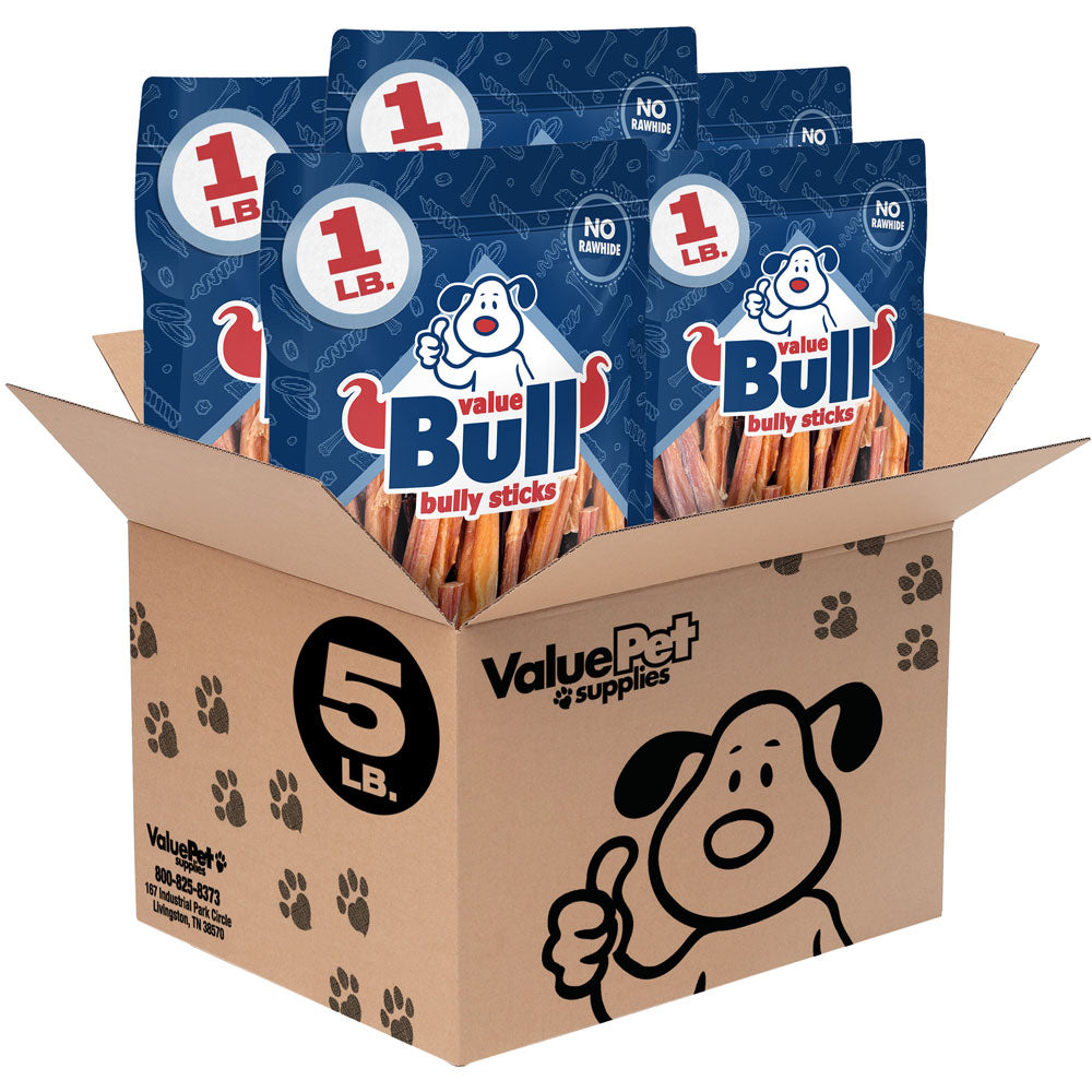 ValueBull Bully Sticks Dog Chews, 3-5 Inch, 5 Pounds - Shorties - 5 Pound