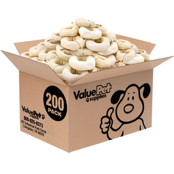 ValueBull USA Beef Rawhide Donut Rings, Premium Thick Cut, 200 Count Bulk Pack - Donut - 200 Rings