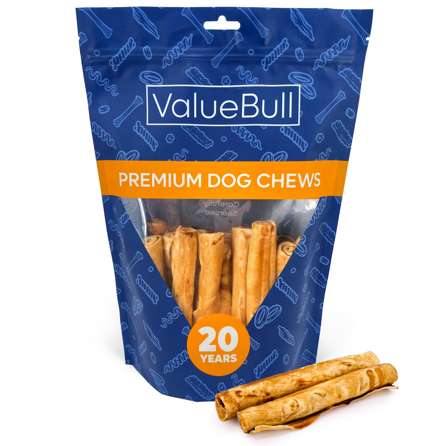 ValueBull USA Beef Rawhide Retriever Rolls, Thin 5-6 Inch, Chicken, 25 ct