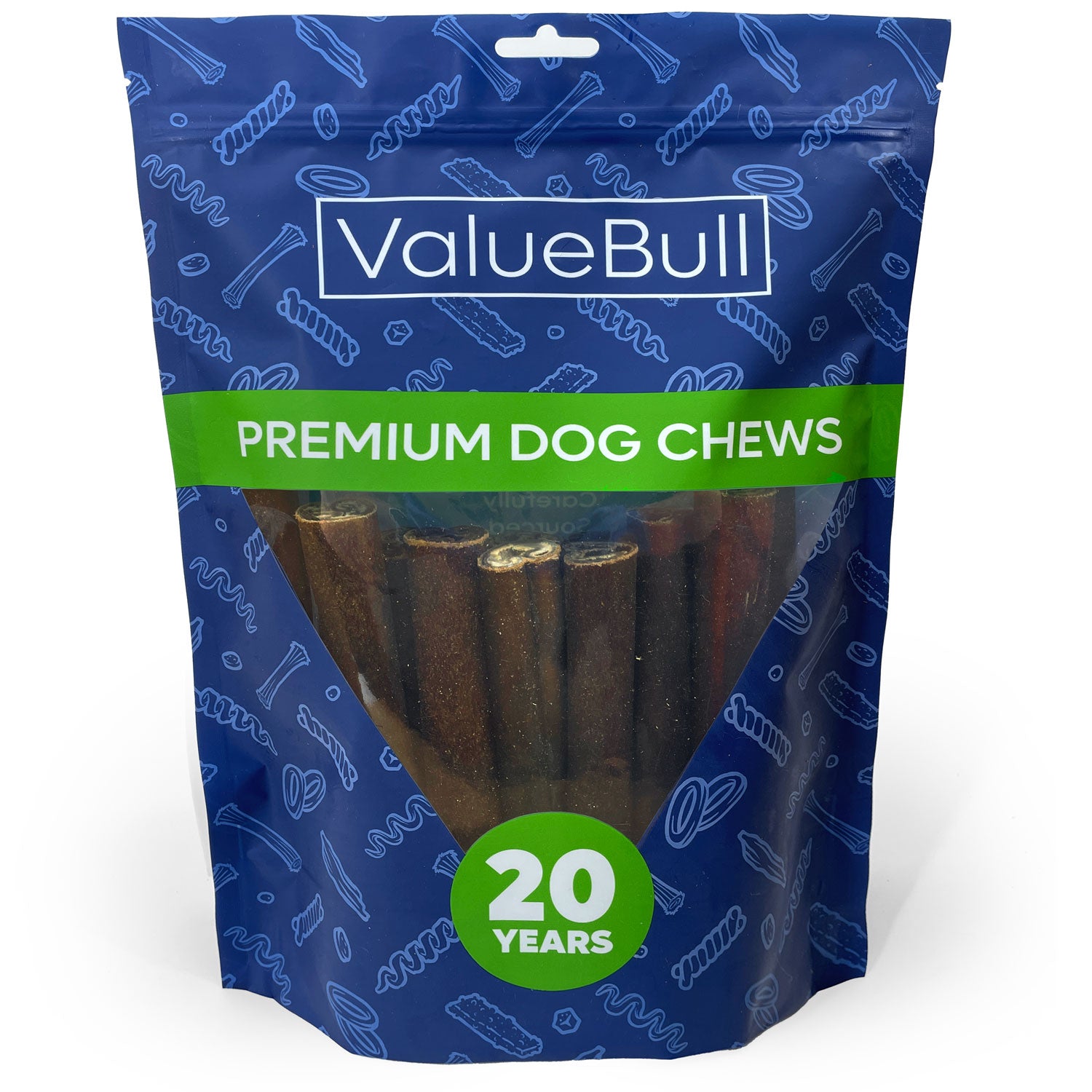 ValueBull Collagen Sticks for Dogs, 6 Inch Jumbo Chews, Natural Long-Lasting Dog Treats, 25 Count - Jumbo - 25 Sticks