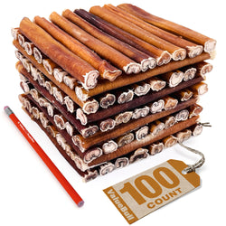 ValueBull USA Bully Sticks for Large Dogs, Thick 6 Inch, 100 Count Bulk Pack - Thick - 100 Sticks