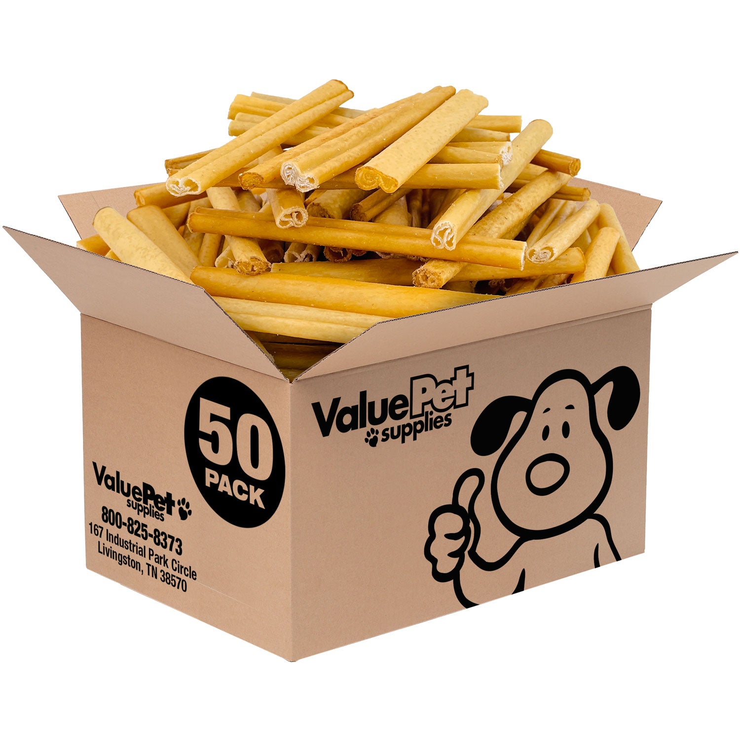 ValueBull USA Pig Skin Retriever Rolls, 6 Inch, Smoked, 50 Count Bulk Pack - 50