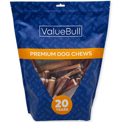 ValueBull Odor Free Bully Sticks for Large Dogs, Thick 6 Inch, 50 Count - 50