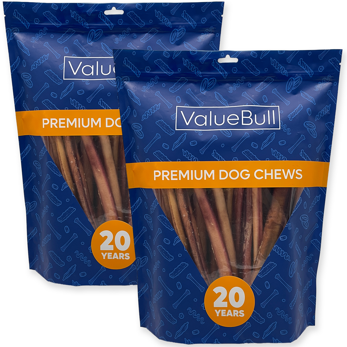 ValueBull Odor Free Bully Sticks for Large Dogs, Thick 12 Inch, 50 Count