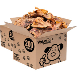 ValueBull Whole Pig Ears for Dogs, 100% Pork Chews, 400 Count Wholesale Pack - Pork - 400 Ears