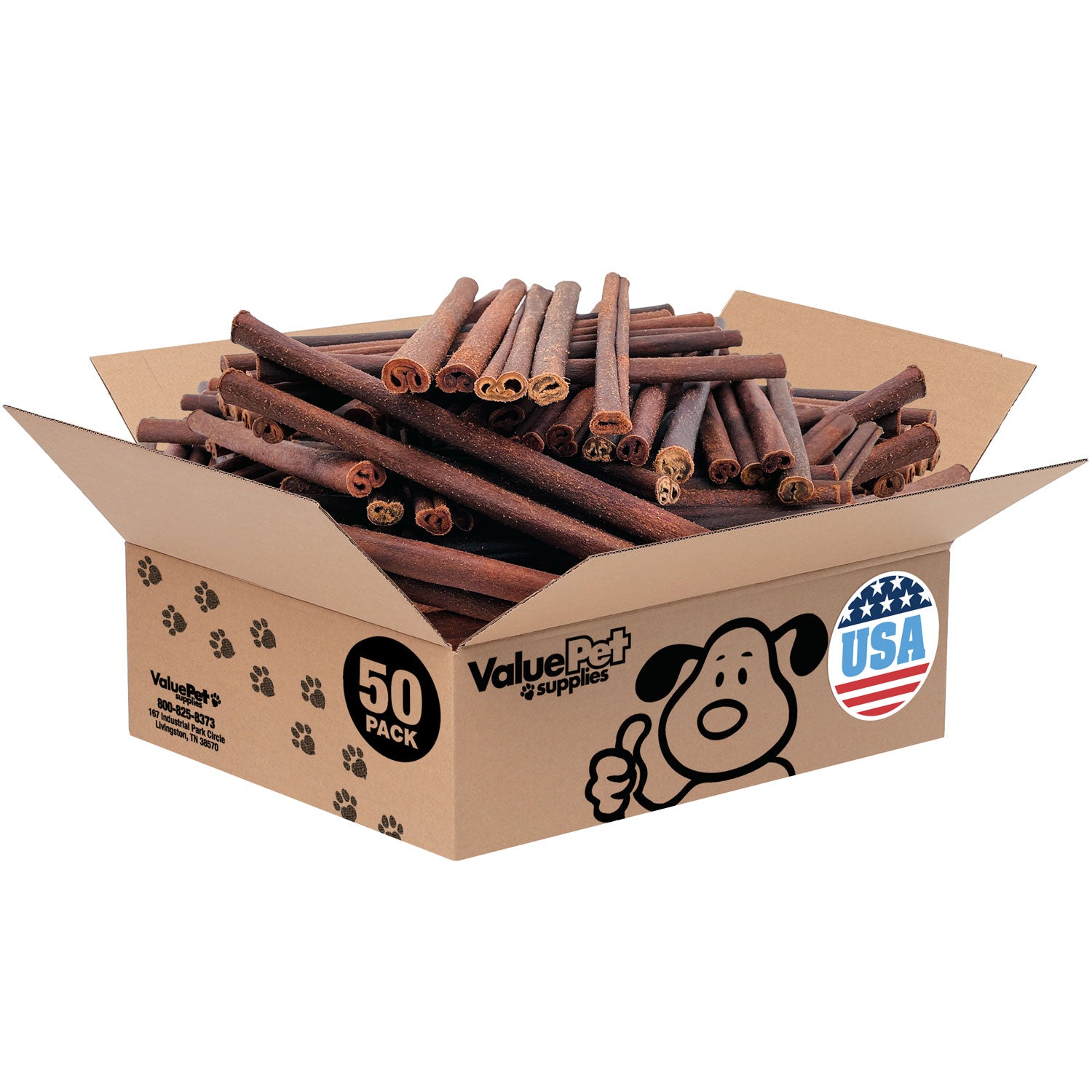 ValueBull USA Collagen Sticks for Dogs, 12 Inch Thick Chews, Natural Long-Lasting Dog Treats, 50 Count Bulk Pack - Thick - 50 Count