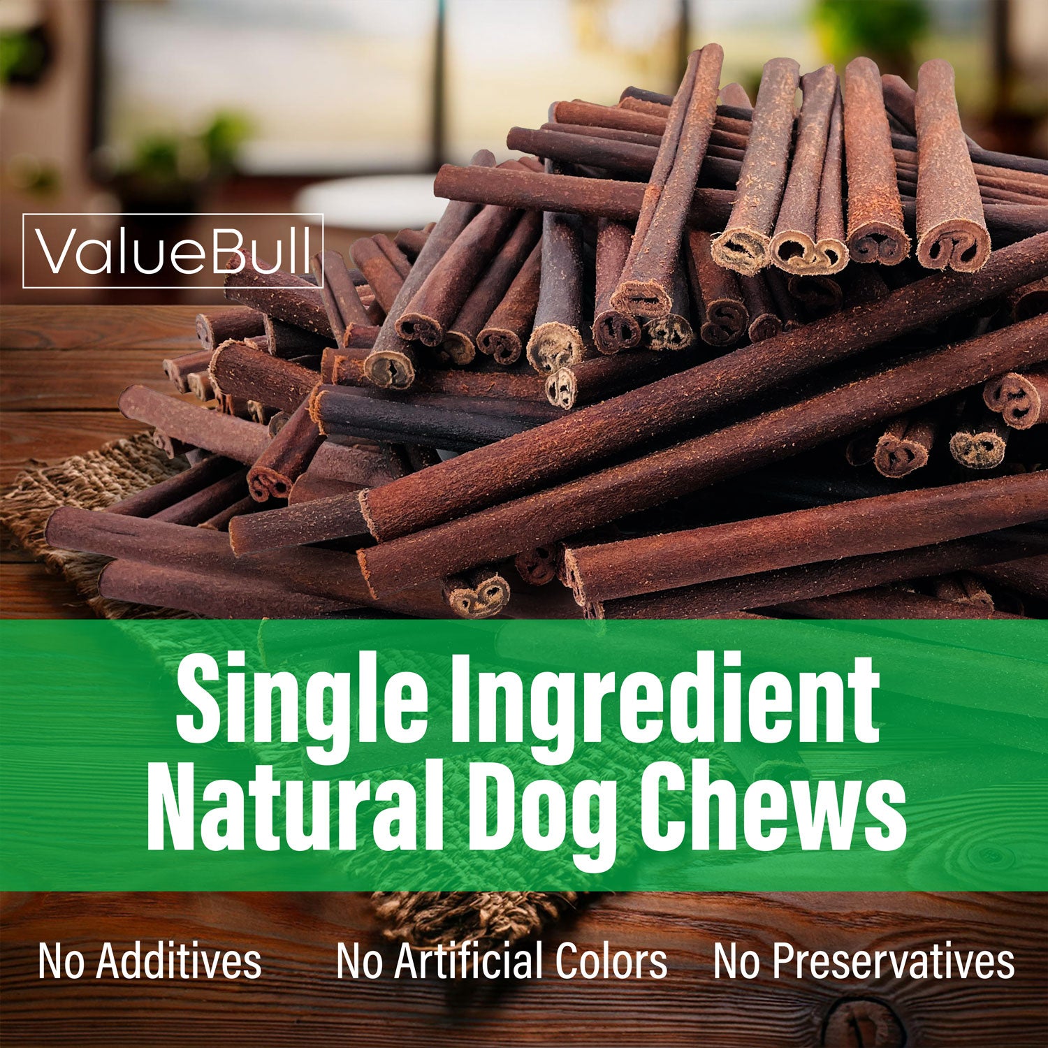 ValueBull Collagen Sticks for Small Dogs, 12 Inch Thin Chews, Natural Dog Treats, 10 Count - Thin - 10 Sticks