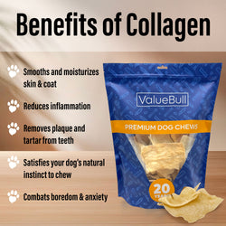 ValueBull USA Collagen Chips Dog Chews, Natural Long-Lasting Dog Treats, 100 Count - Natural - 100 Chips