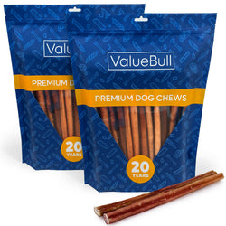 ValueBull Bully Sticks for Large Dogs, Thick 12 Inch, 50 Count - Thick - 50 Sticks