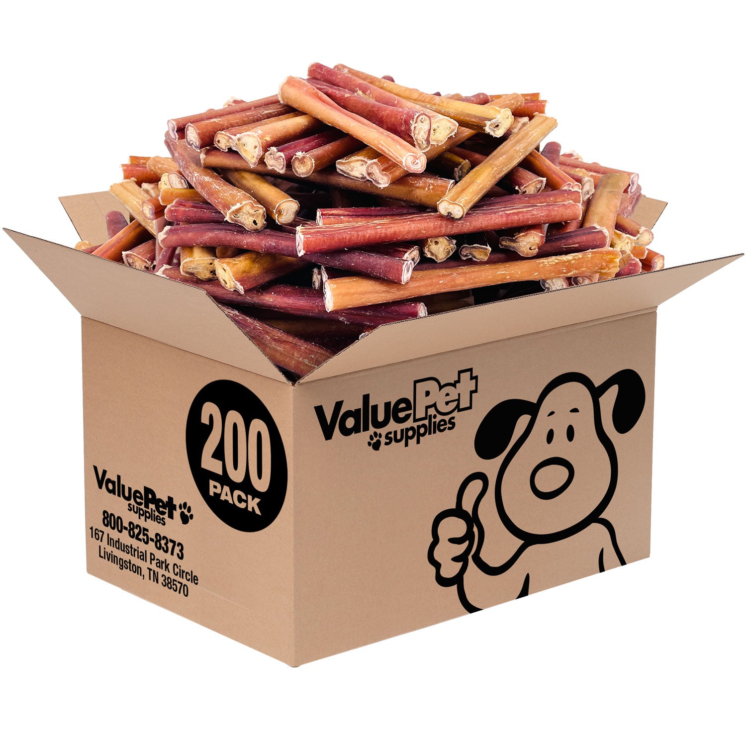 ValueBull Bully Sticks for Large Dogs, Thick 6 Inch, 200 Count Bulk Pack - Thick - 200 Sticks