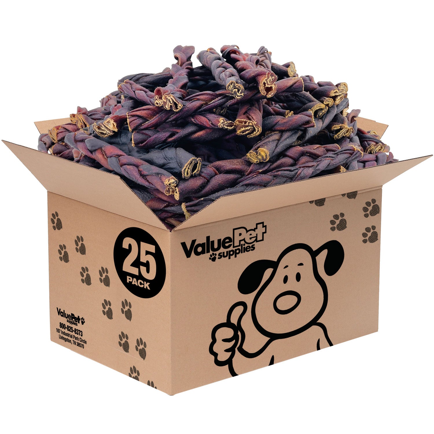 ValueBull Collagen Braided Sticks for Dogs, 6 Inch Medium Chews, Natural Long-Lasting Dog Treats, 25 Count Bulk Pack - Medium - 25 Braids